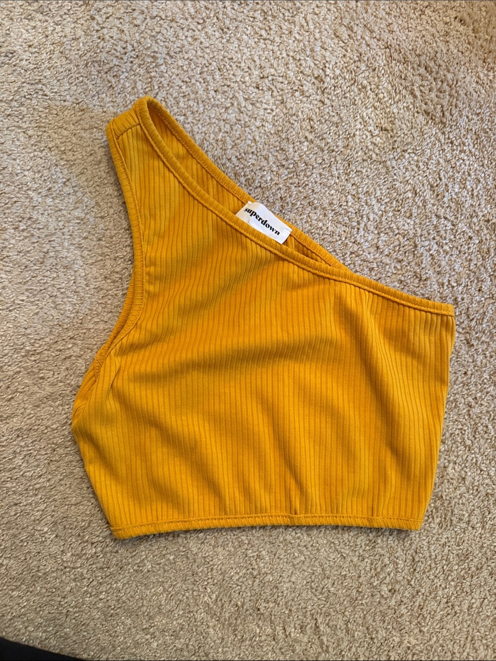 Superdown light orange one shoulder cropped tank